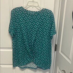 Talbots Teal Geometric Short Sleeve Tee